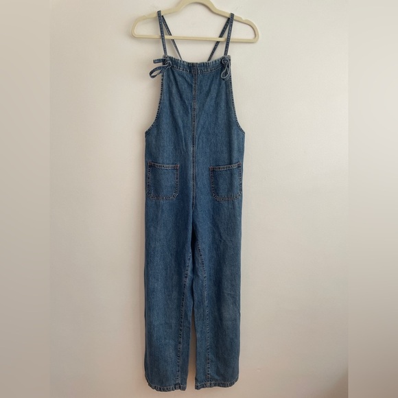 Vintage 90s y2k overalls denim jean straight leg square neck utility cargo small - Picture 5 of 16